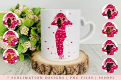 Cosy Valentine's Girls Sublimation Design |7 PNG Files Product Image 1