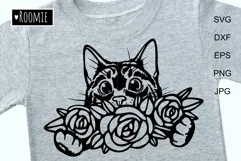 Cute Cat with flowers SVG for Cricut, Cats shirt design Product Image 2
