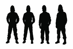 Male mason and worker silhouette vector Product Image 1