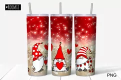 Valentine tumbler Sublimation Design PNG, Gnome Love Heart Product Image 1