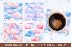 Pastel Clouds Square Coaster | Square Coaster Sublimation Product Image 1