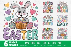 Happy Easter Bunny SVG PNG Bundle. Cute Kids Clipart Set. Product Image 1
