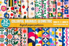 Colorful Bauhaus Geometric Digital Paper Background Bundle P Product Image 1