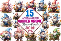 Spring Garden Gnome Sublimation Clipart Bundle Product Image 1