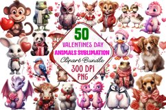 Valentines Day Animals Clipart Bundle, Valentines Day Animal Product Image 1