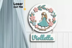 Girl Baby Name Sign SVG laser cut file for Glowforge Product Image 1