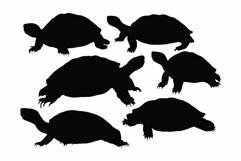 Wild tortoise crawling silhouette vector Product Image 1