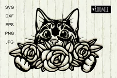 Cute Cat with flowers SVG for Cricut, Cats shirt design Product Image 1