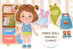 Girl Paper Doll Papercut. Children&#039;s cliparts Product Image 1