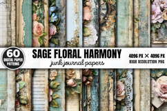 Sage Floral Harmony Junk Journal Bundle PNG Product Image 1