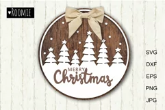 Scandinavian Christmas door hanger svg, Merry Christmas sign Product Image 1