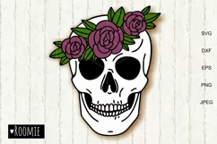floral Skull with flower crown svg, Skull face svg, Skeleton Product Image 2