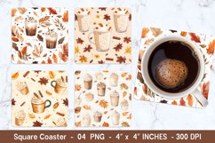 Fall Coffee Late Square Coasters | Square Coaster Png Product Image 1