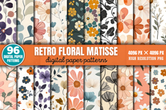 Retro floral matisse pattern Digital Paper Background PNG Product Image 1