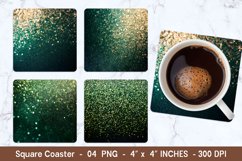 Green Glitter Square Coasters | Square Coaster Png Product Image 1