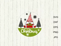Christmas gnome door hanger svg, Merry Christmas sign SVG Product Image 2