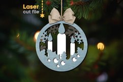 Candles Christmas Ornament SVG laser cut file for Glowforge Product Image 1