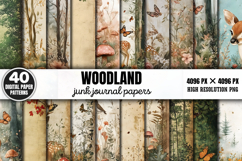 Woodland Junk Journal Digital Paper Bundle PNG Product Image 1