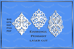 Earrings Laser cut template svg Ornate ornament Stencil cnc Product Image 1
