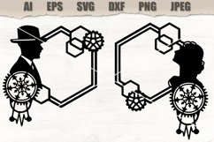 Clipart Frame Steampunk People SVG Product Image 1