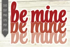 Be Mine Svg. Valentine's Day 3 color design, retro, groovy. Product Image 2