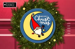 Christmas gnome door hanger svg, Scandi Merry Christmas sign Product Image 1