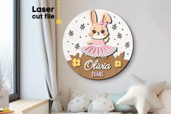 Bunny girl Baby Name Sign SVG Laser cut file for Glowforge Product Image 1