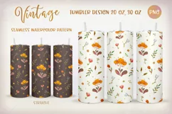 Vintage watercolor fantasy flowers - seamless tumbler design Product Image 1