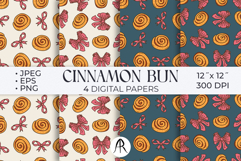 Cinnamon Roll with Pink Bows Seamless Digital Papers Product Image 1