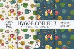 Scandi Coffee Cups in Hands Seamless Patterns Vector Product Image 1