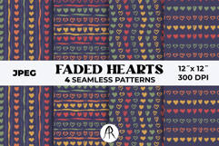Faded Resort Hearts Seamless Patterns Hand Drawn Boho Hearts Product Image 1