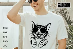 Cool Cat in sunglasses SVG for Cricut, Cat mom shirt design Product Image 1