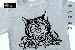 Funny Cat with flowers SVG for Cricut, Cats shirt design Product Image 2