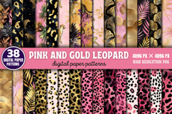 Pink and Gold Leopard Digital Background Paper PNG Product Image 1