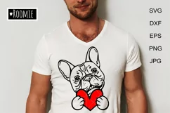 Frenchie with heart svg for Cricut, Valentine French bulldog Product Image 2