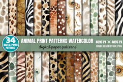 Animal Print Patterns Watercolor Digital Background Paper PN Product Image 1
