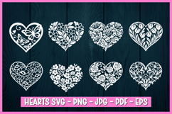 8 Paper Cut Floral Heart , Paper Cut Heart SVG Product Image 1