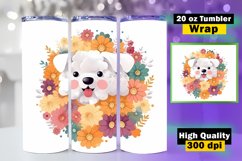 Dog &amp; Flower Tumbler Sublimation, 20 oz Skinny Tumbler Wrap Product Image 1
