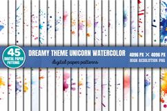 Dreamy theme Unicorn watercolor splashes Background Paper Product Image 1
