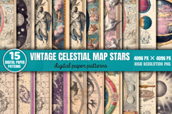 Vintage Celestial Map Stars Digital Paper Background PNG Product Image 1