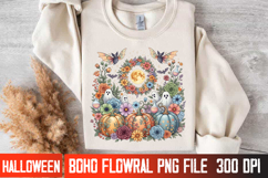 Elegant Halloween Floral Vector | Spooky Fall T-Shirt Design Product Image 2