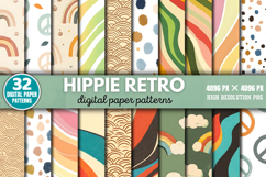 Hippie Retro Digital Paper Background Bundle PNG Product Image 1