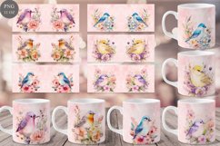 Birds and Flowers Mug Sublimation | Coffee Cup Wrap Bundle Product Image 1