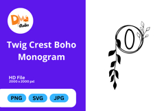 Twig Crest Boho Monogram Product Image 1