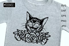 Cute Cat with flowers SVG for Cricut, Cats shirt design Product Image 2