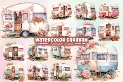 Watercolor Caravan Clipart Bundle, Christmas Bundle Product Image 1