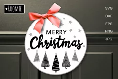 Scandinavian Christmas door hanger svg, Merry Christmas sign Product Image 1