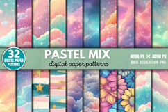 Pastel Mix Digital Paper Background Bundle PNG Product Image 1