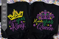 Mardi Gras Couples Shirts Svg. Mardi Gras King And Queen Svg Product Image 1