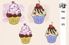 Heart Sprinkles Valentines Cupcakes SVG, PNG, EPS Product Image 1